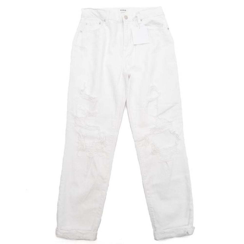 Pistola White Presley High Rise Relaxed Roller Distressed Jeans Size 26